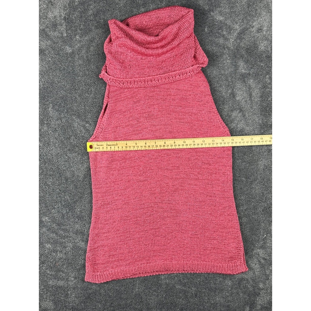 Vintage Y2K City DKNY Womens Rose Pink Cowl Neck Sleeveless Knit Sweater Top Med - Picture 8 of 9
